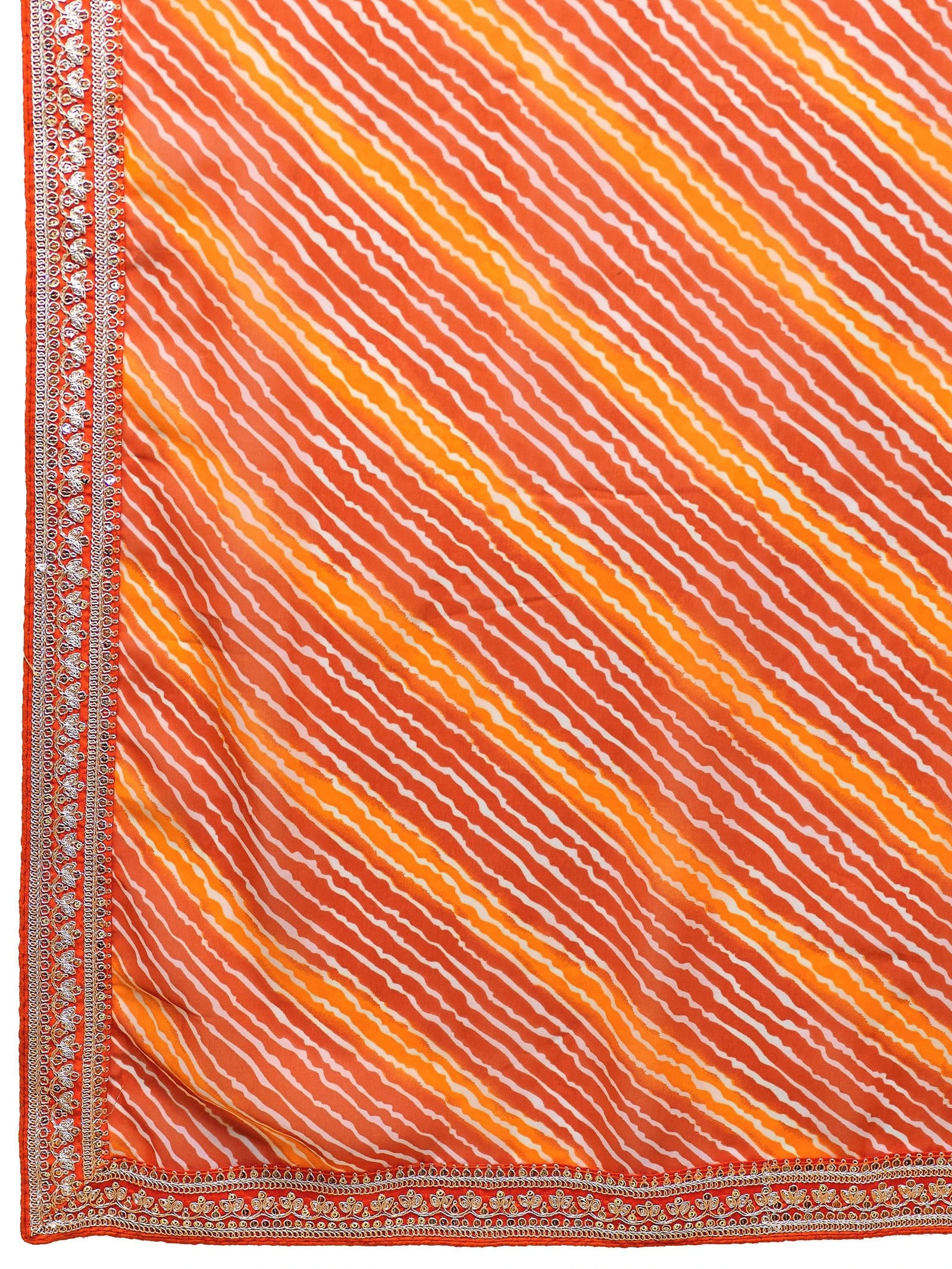 Orange Bandhej Print Georgette Saree