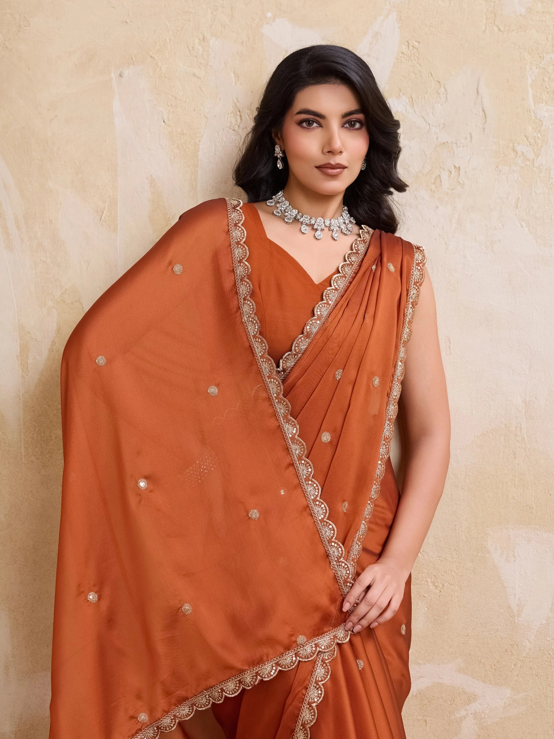 Light Orange Rangoli Silk Saree