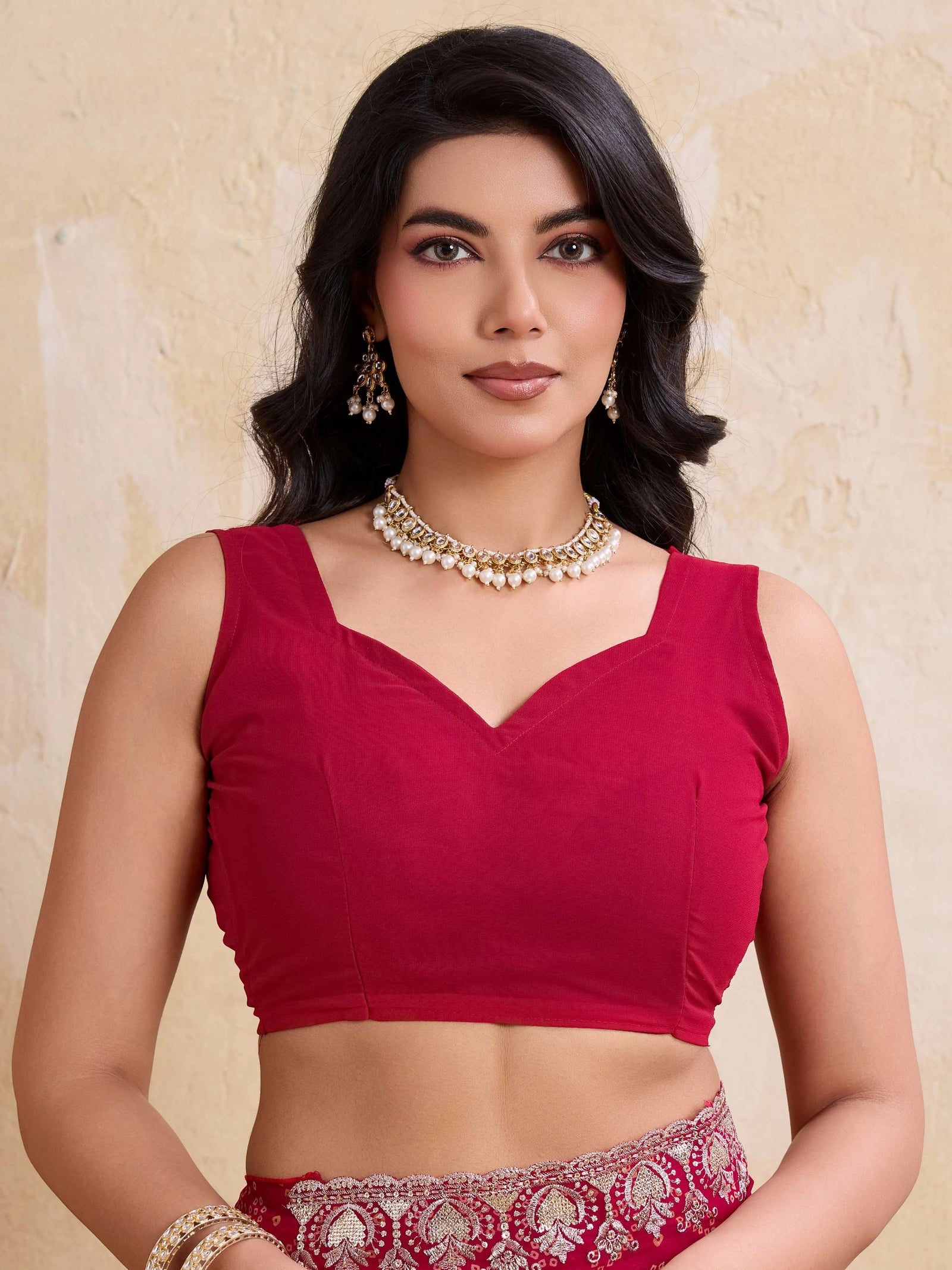 dark pink georgette bandhej print saree