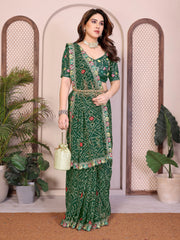Dark Green Georgette Saree