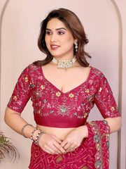 dark pink georgette saree