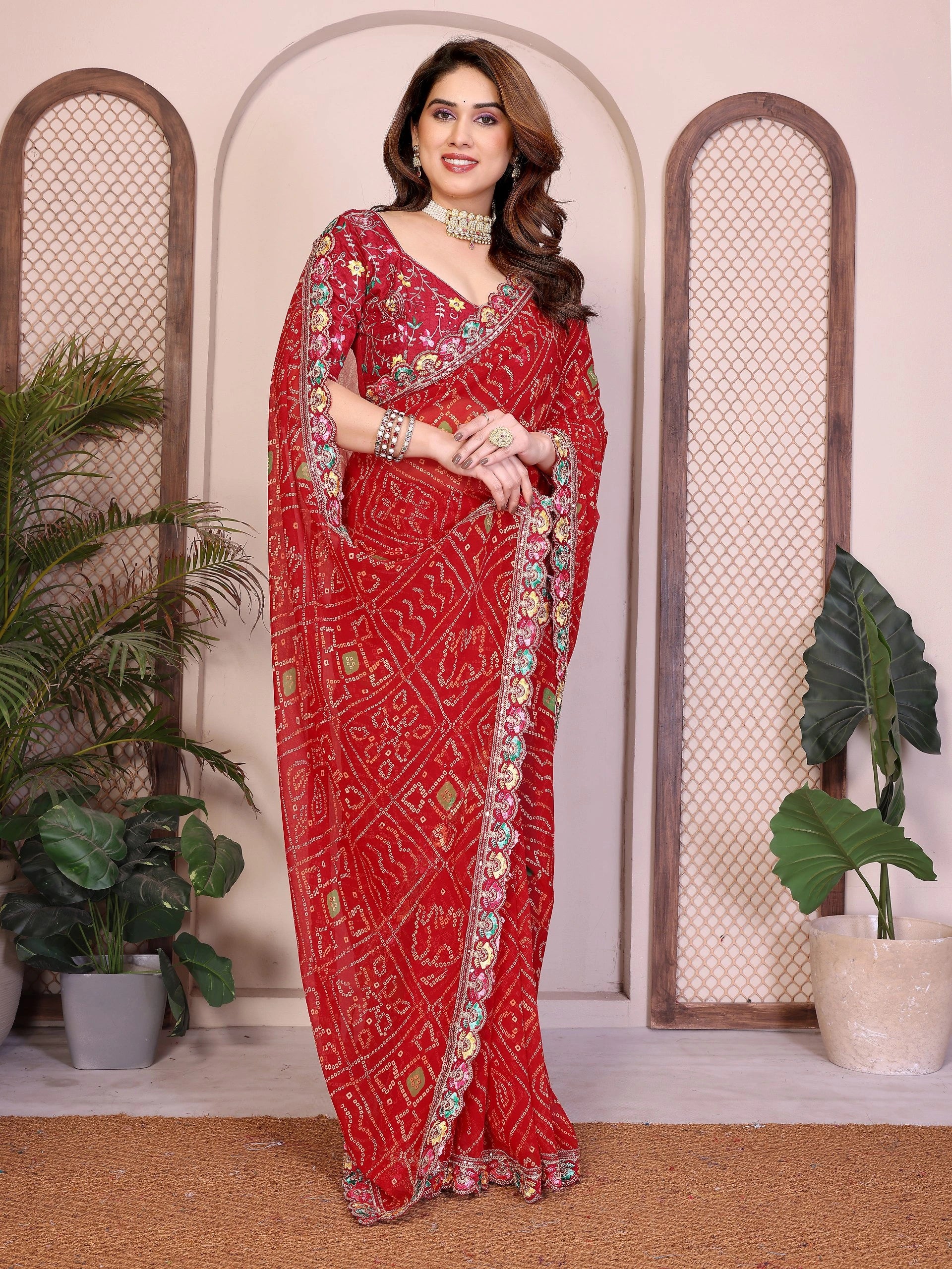 Red Georgette Saree