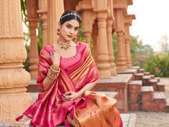 dark pink soft banarasi silk saree