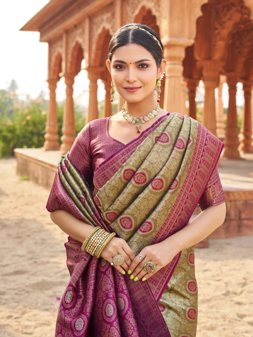 light beige soft banarasi silk saree