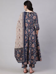 Black Digital Floral Printed Rayon Kurti