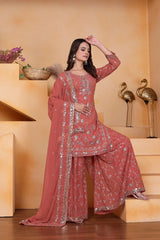 Soft Peach Faux Georgette Suit