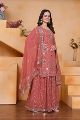 Soft Peach Faux Georgette Suit