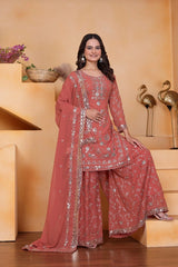 Soft Peach Faux Georgette Suit