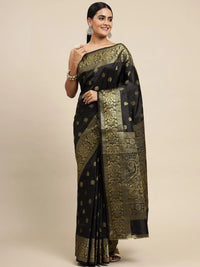 Black Soft Banarasi Silk Saree