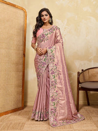 Pink Kanjiwaram Silk Saree