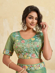 Light Pista Fendy Chiffon Saree