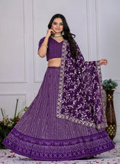 Soft Purple Faux Georgette Lehenga
