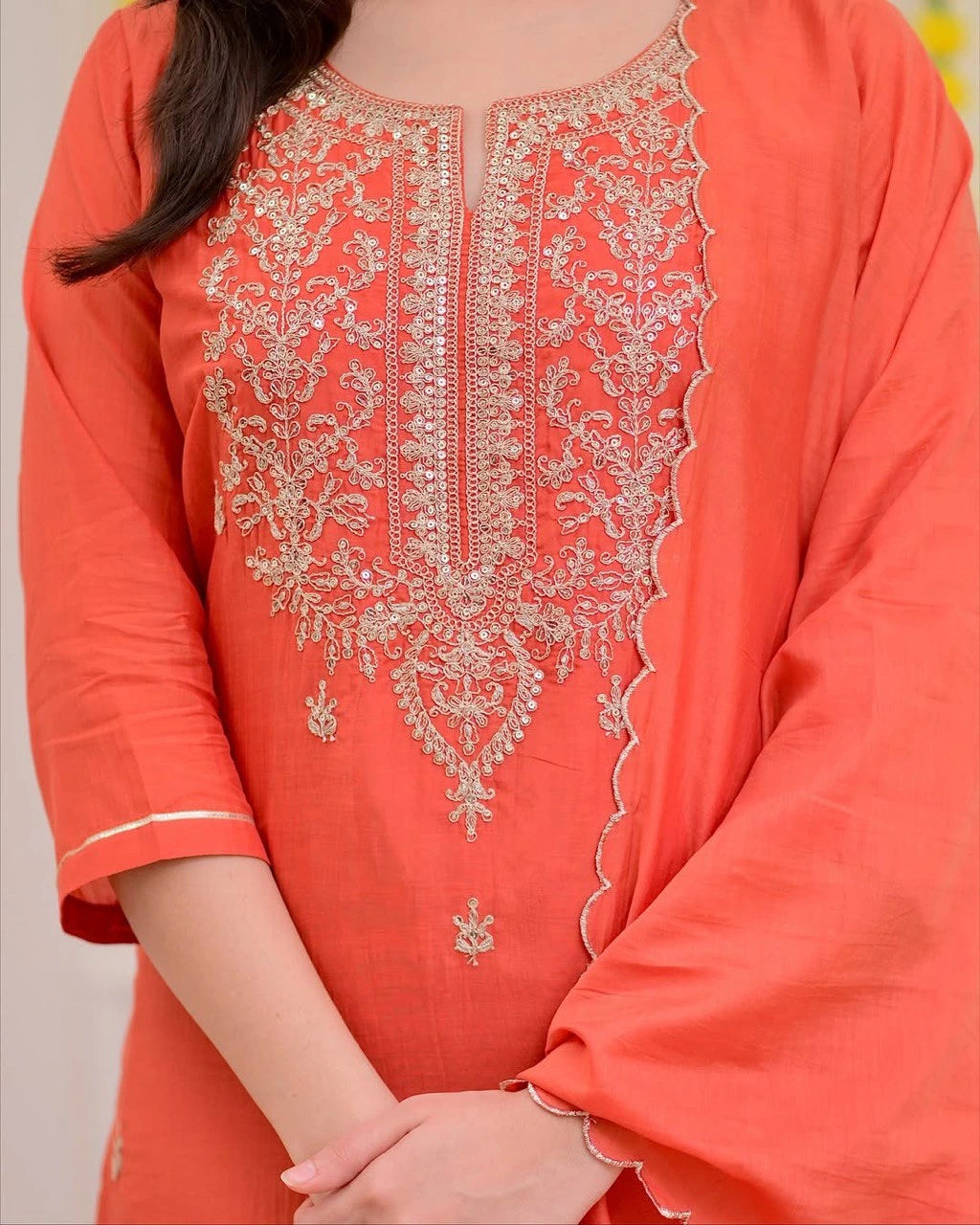 3-piece Chanderi silk kurta set