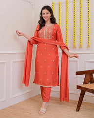 3-piece Chanderi silk kurta set