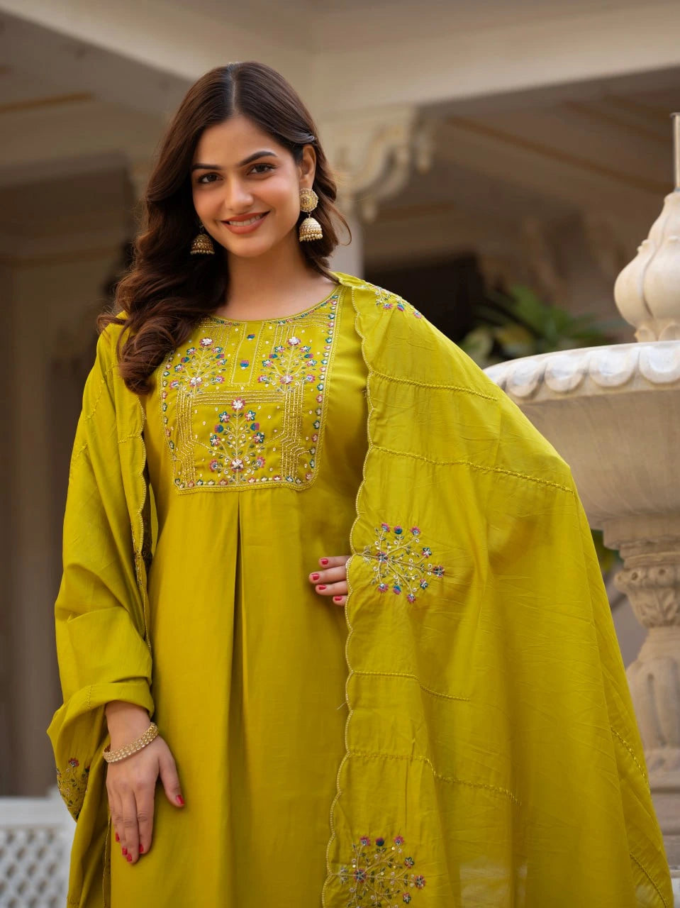 Golden Beige Viscose Silk Kurti