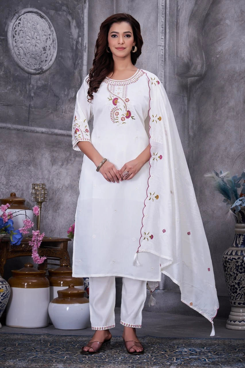 White Roman Silk Kurti