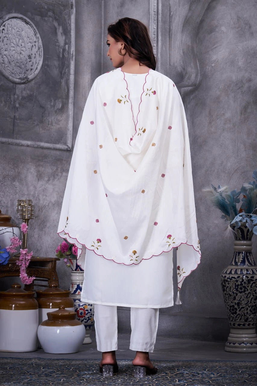 White Roman Silk Kurti