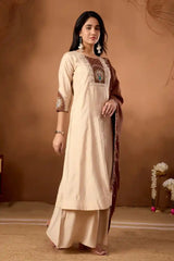 Beige Roman Silk Kurti