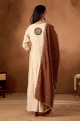 Beige Roman Silk Kurti