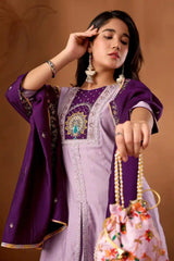 Lavender Pink Roman Silk Kurti