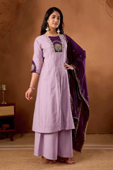 Lavender Pink Roman Silk Kurti
