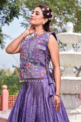 Soft Purple Gold Crush Lehenga