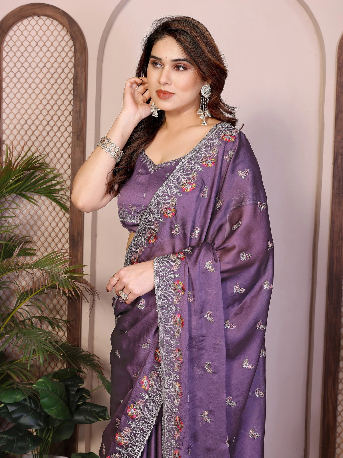 Purple Rangoli Silk Saree