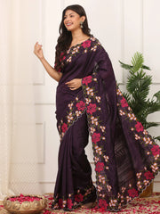 Dark Purple Silk Saree
