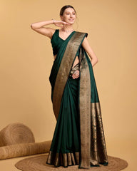 Dark Green Soft Silk Saree