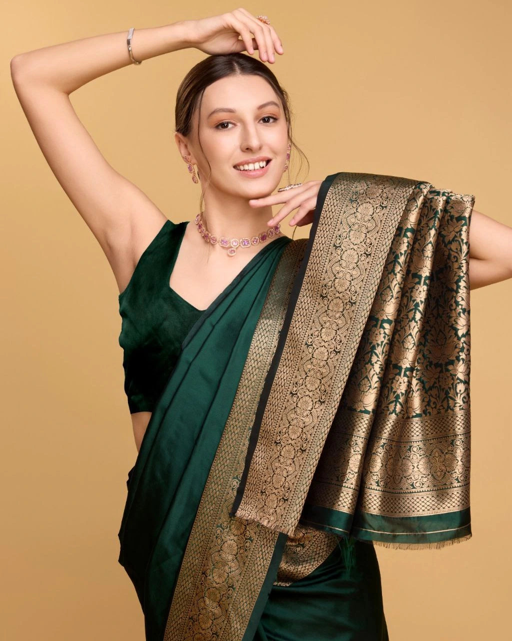 Dark Green Soft Silk Saree