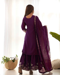 Dark Purple Chinon Silk Suit