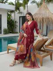 Maroon Roman Silk Kurti