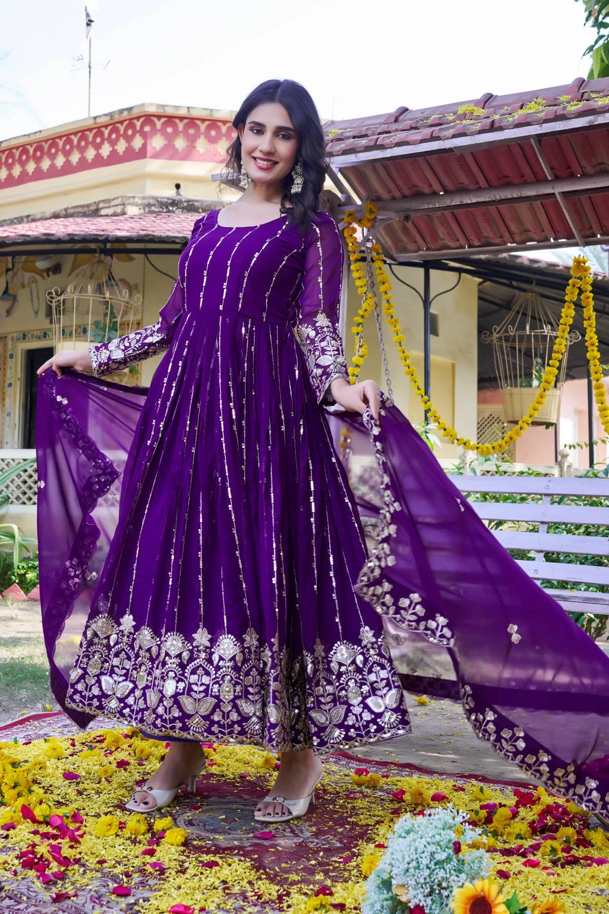Soft Purple Faux Georgette Suit