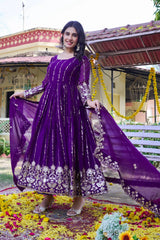 Soft Purple Faux Georgette Suit