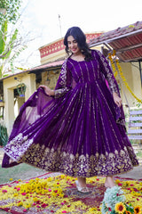 Soft Purple Faux Georgette Suit