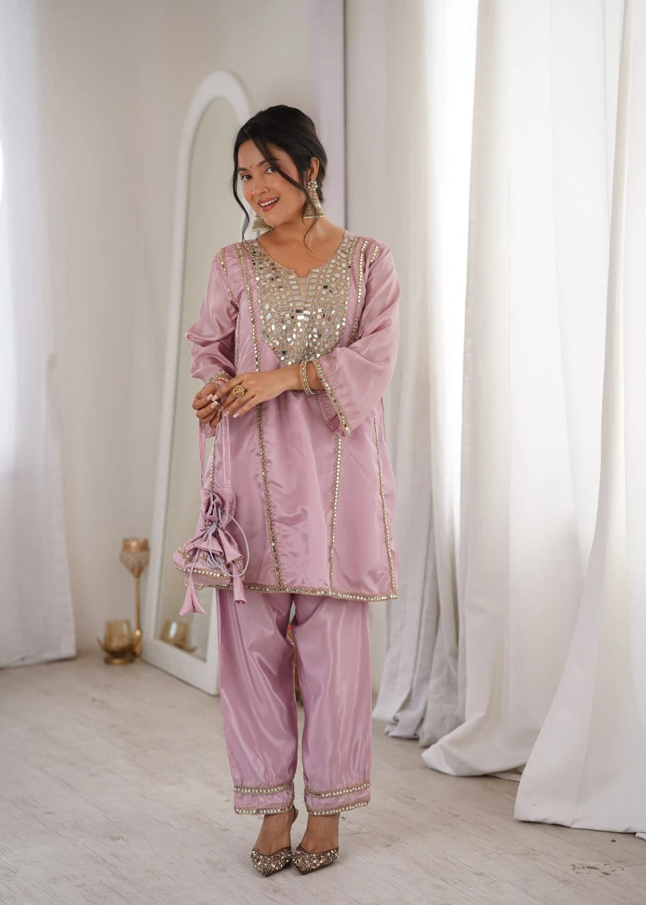 Light Pink Heavy Organza Suit