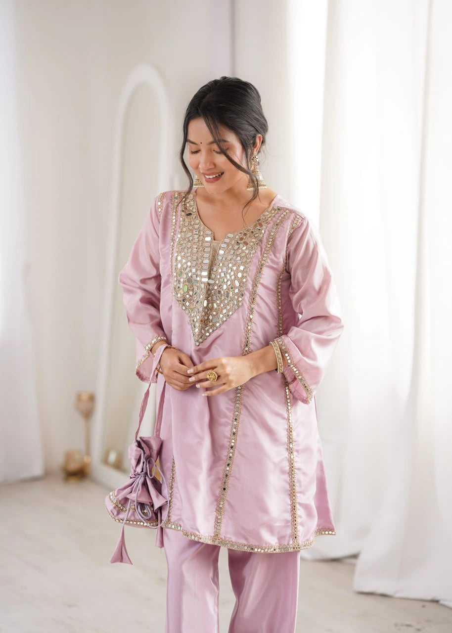 Light Pink Heavy Organza Suit
