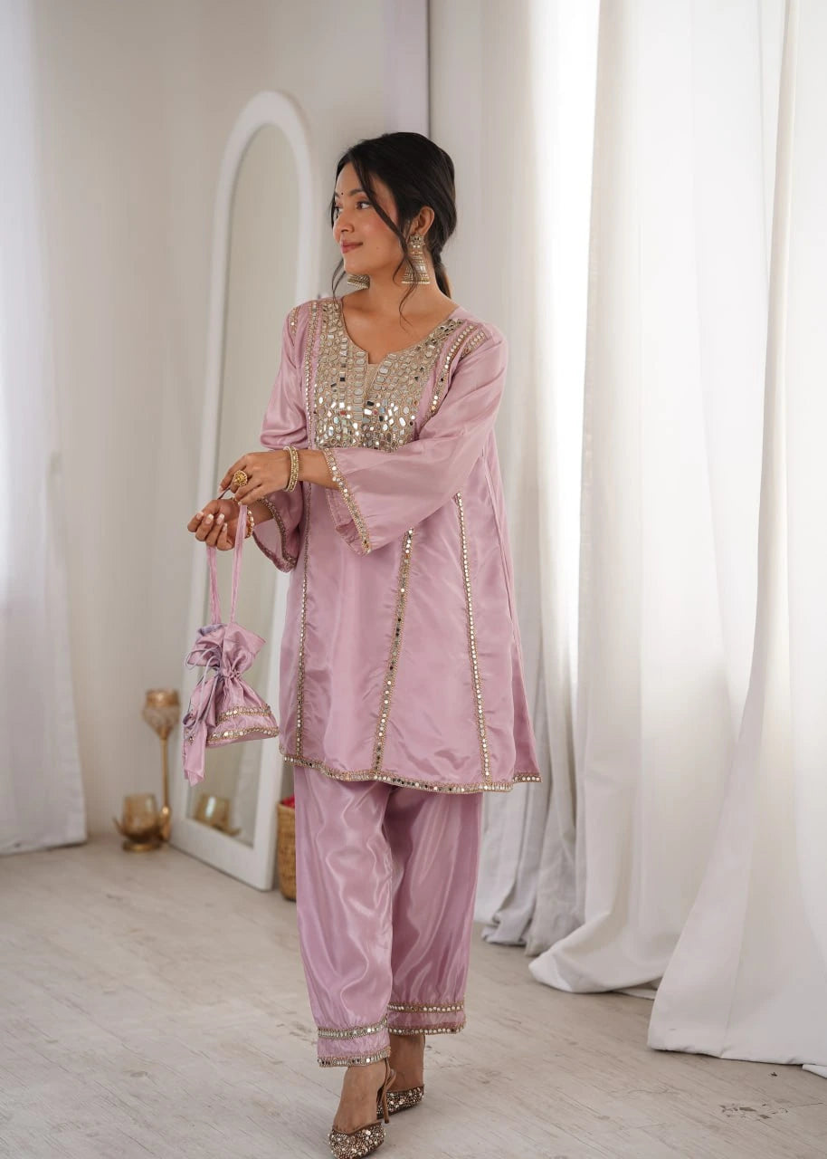 Light Pink Heavy Organza Suit