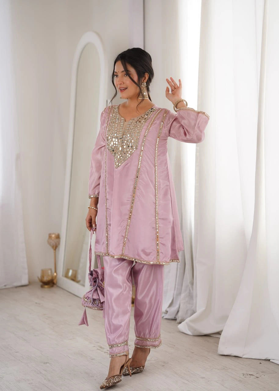 Light Pink Heavy Organza Suit