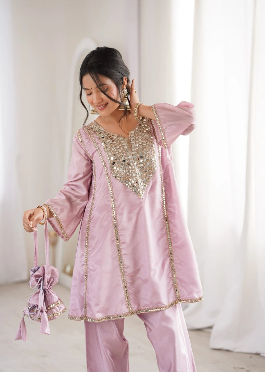 Light Pink Heavy Organza Suit
