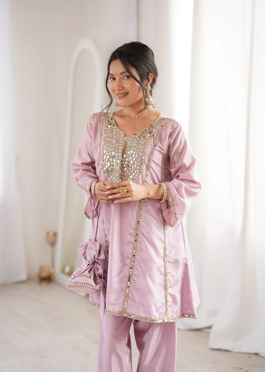 Light Pink Heavy Organza Suit