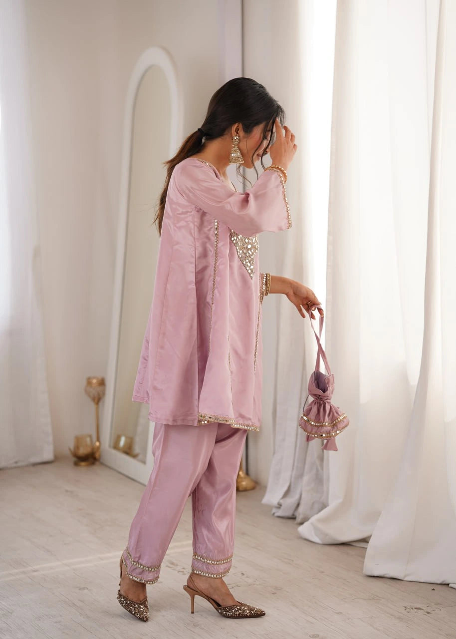 Light Pink Heavy Organza Suit