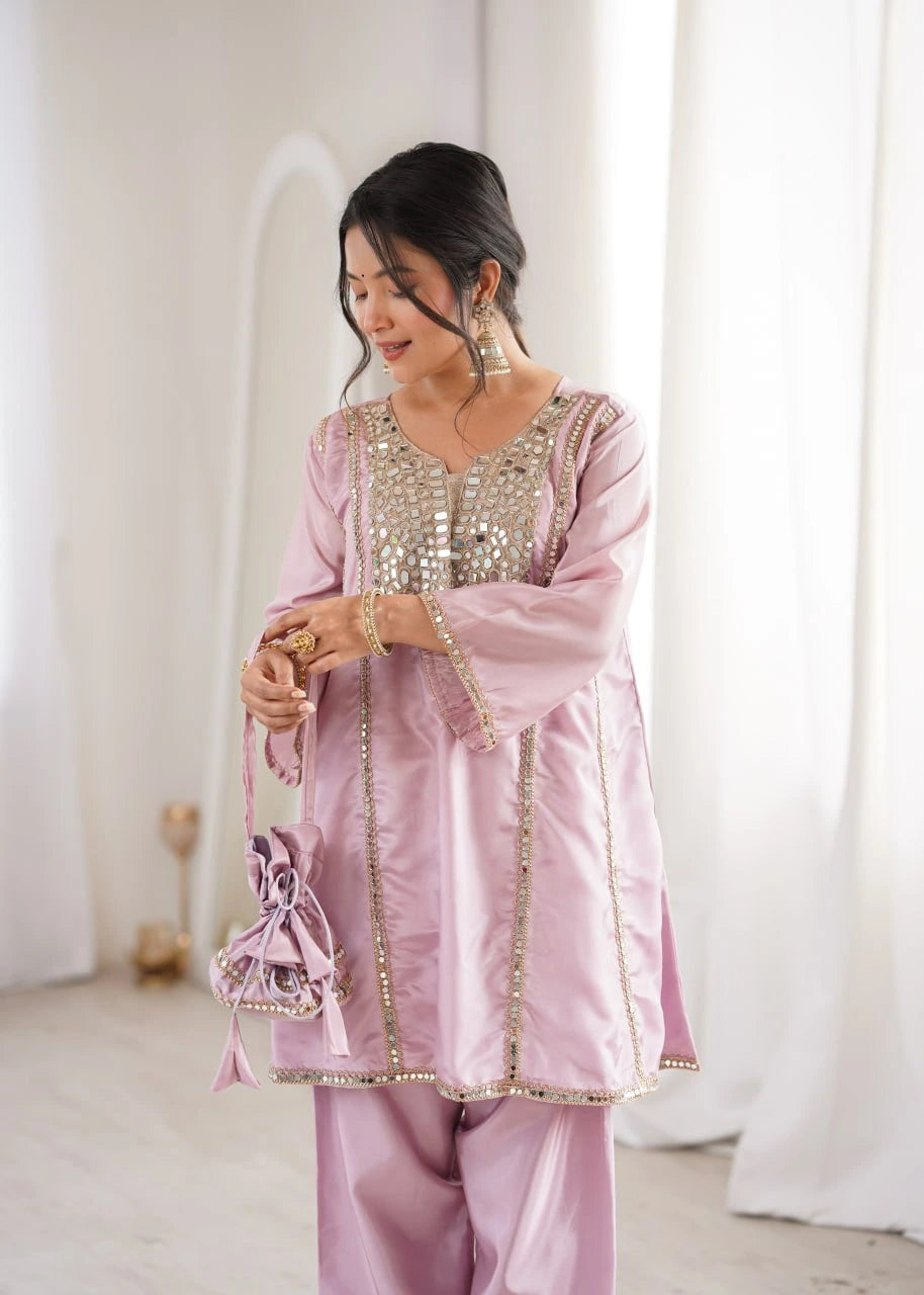 Light Pink Heavy Organza Suit