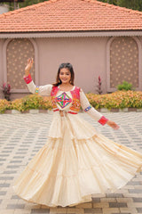 Beige Pure Cotton Lehenga