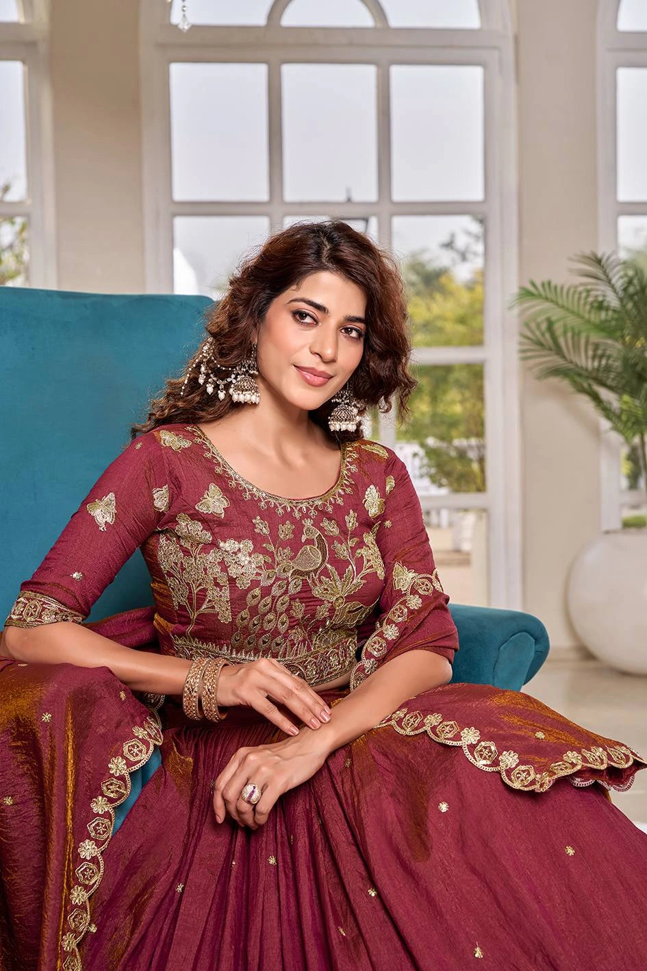 Dark Pink NC Vichitra Lehenga