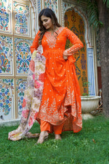 Orange Georgette Suit