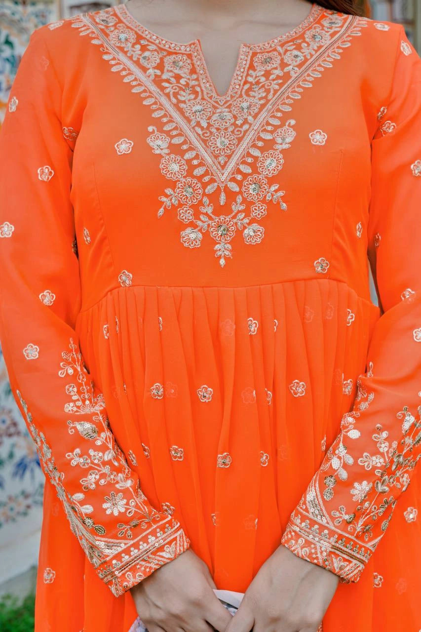 Orange Georgette Suit