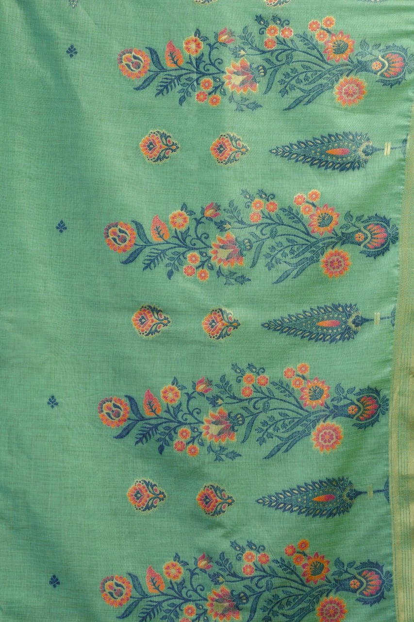 Green Heavy Pure Cotton Saree