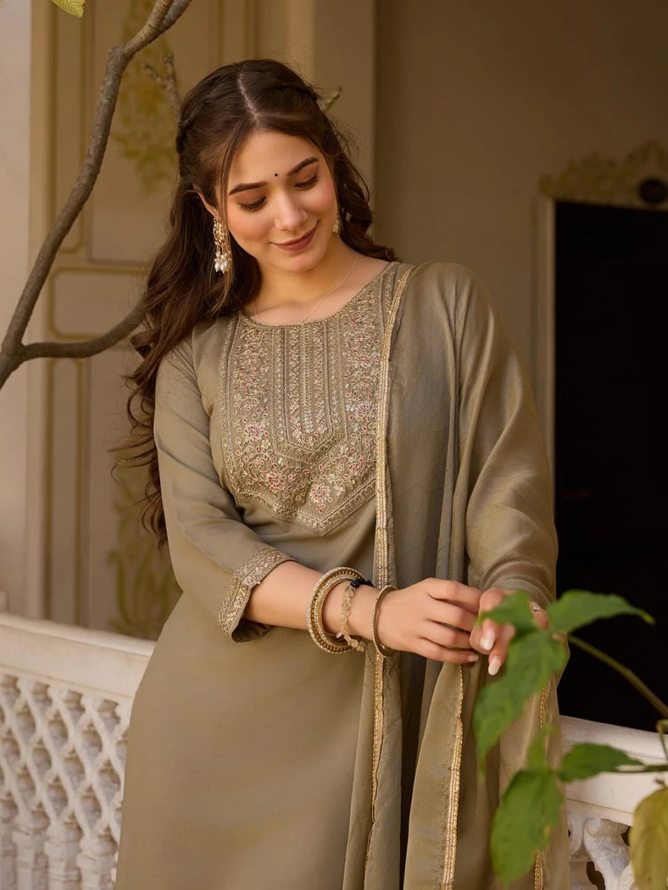 Light Brown Heavy Rayon Kurti