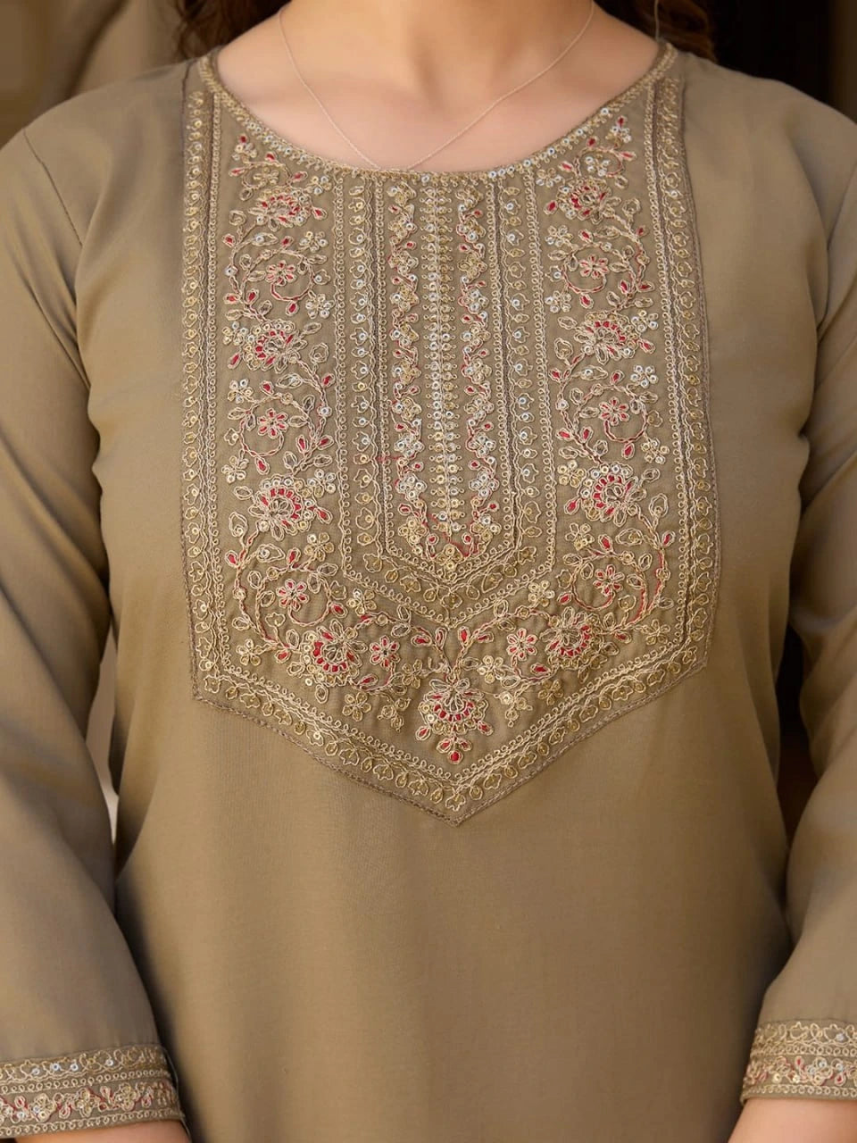 Light Brown Heavy Rayon Kurti
